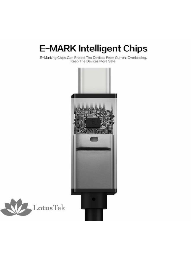 LotusTek كابل USB-C | كابل مضفر معتمد بسرعة فائقة | بطول 6.6 قدم 2 متر | شحن 100 واط | آيباد برو | أوكولوس كويست | متوافق مع Thunderbolt 3 و USB 4 | شحن سريع | USB C - Image 4