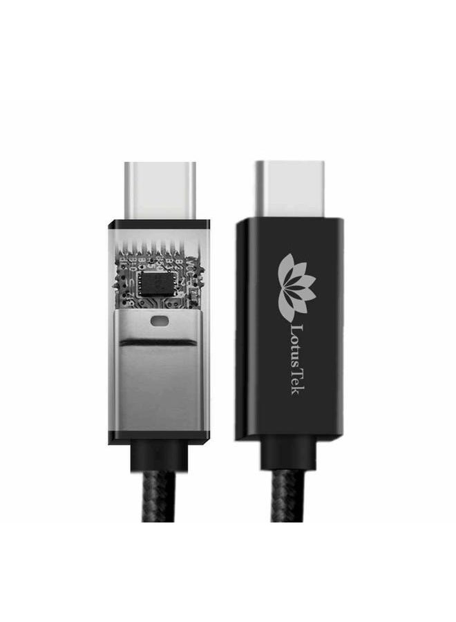 LotusTek كابل USB-C | كابل مضفر معتمد بسرعة فائقة | بطول 6.6 قدم 2 متر | شحن 100 واط | آيباد برو | أوكولوس كويست | متوافق مع Thunderbolt 3 و USB 4 | شحن سريع | USB C - Image 1