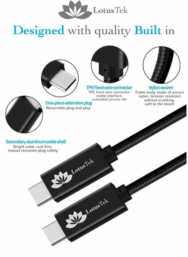 LotusTek كابل USB-C | كابل مضفر معتمد بسرعة فائقة | بطول 6.6 قدم 2 متر | شحن 100 واط | آيباد برو | أوكولوس كويست | متوافق مع Thunderbolt 3 و USB 4 | شحن سريع | USB C - Image 2
