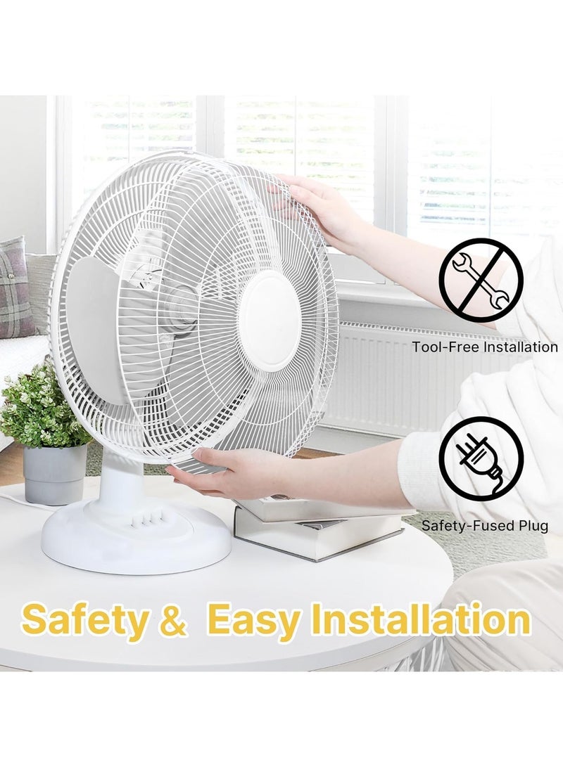 Oscillating Desk Fan 16inch 3 Speed Settings with Oscillating/Rotating and Static Feature Electric Portable Desktop Cooling Fan for Desk Home Office Use  (Black)  - Image 5