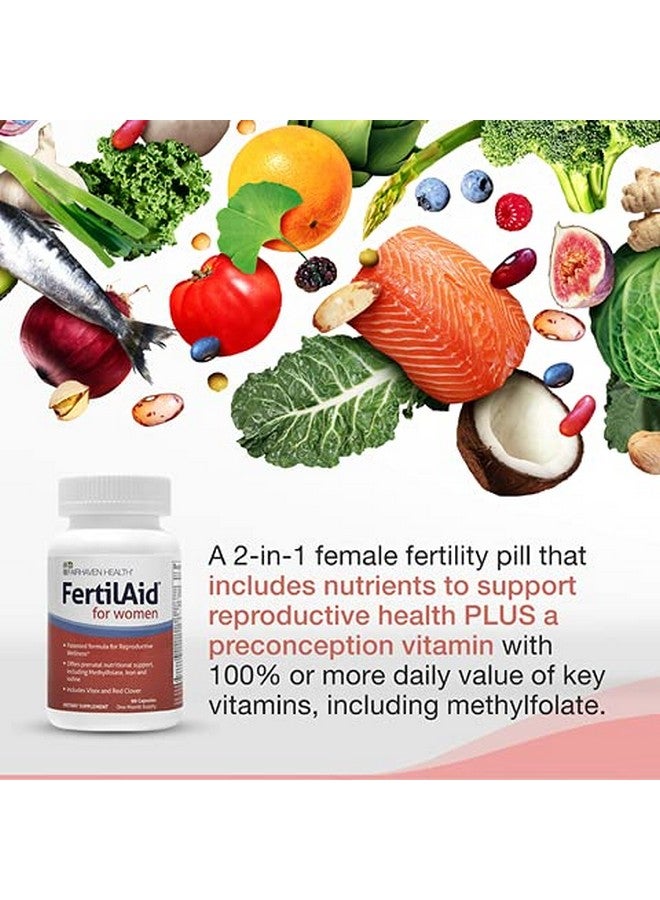 فايرهايفن هيلث FertilAid for Women، مكمل غذائي لزيادة الخصوبة للنساء وفيتامين طبيعي لزيادة الخصوبة مع نبات فيتكس، يدعم انتظام الدورة الشهرية والإباضة لدى الإناث، فيتامينات متعددة شاملة قبل الولادة مع حمض الفوليك، إمداد لمدة شهرين - Image 2