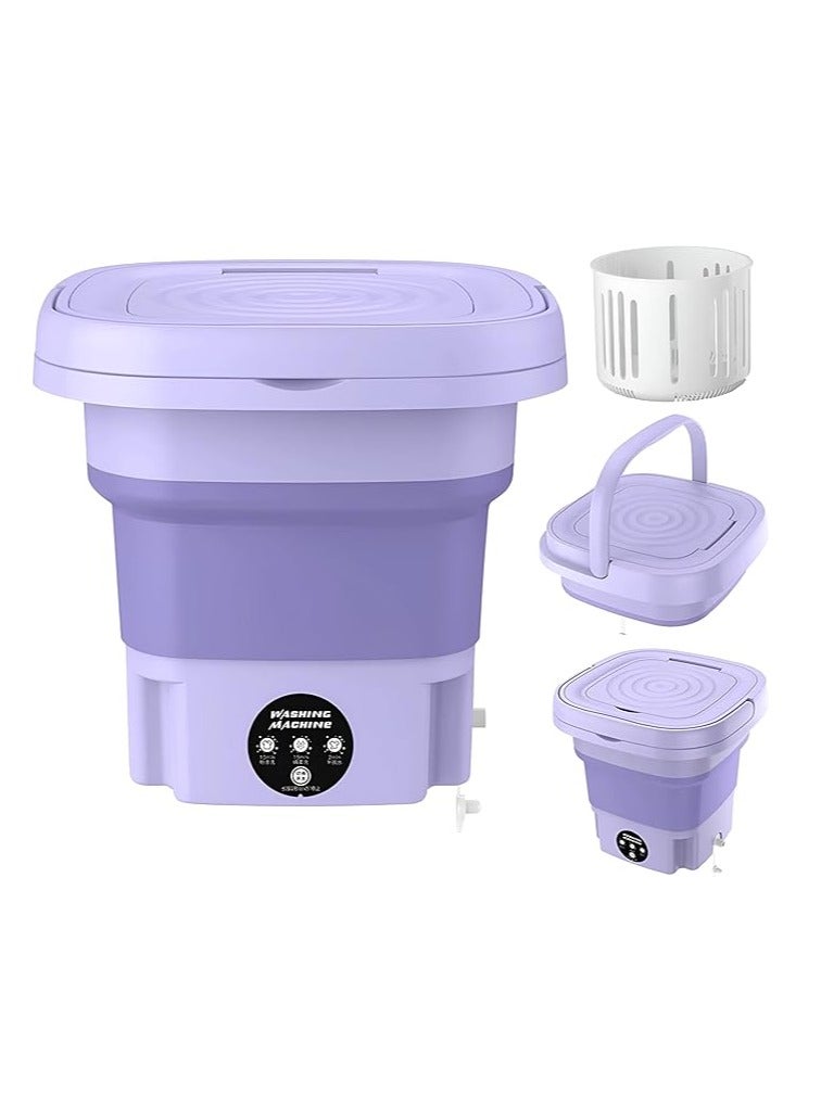 Midwest Portable Foldable Washing Machine, 8L High Capacity Mini Washer with 3 Modes Deep Cleaning Half Automatic Washt, UV Washing Machine with Soft Spin Dry for Socks, Baby Clothes, Towels (Purple) - Image 1