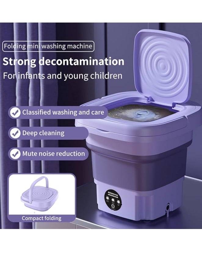 Midwest Portable Foldable Washing Machine, 8L High Capacity Mini Washer with 3 Modes Deep Cleaning Half Automatic Washt, UV Washing Machine with Soft Spin Dry for Socks, Baby Clothes, Towels (Purple) - Image 2