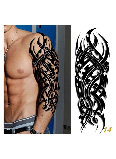 Full Arm Temporary Tattoos Sleeve For Realistic Fake Tatoos Sticker Black Totem