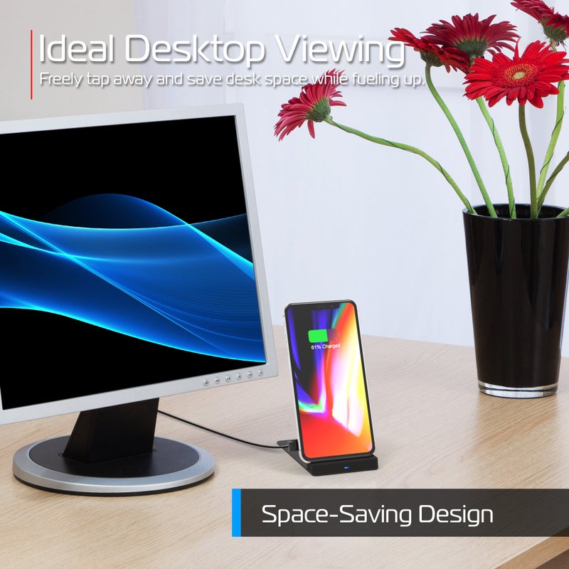 tzumi Multi-Angle Folding Desktop Wireless Charging Padâ€“ Qi Fast Wireless Charger for iPhone X, iPhone 8 and 8+ and Android Qi Devices with Dual Coils. Charges w/USB Cable, AC Adapter Not Included. - Image 5