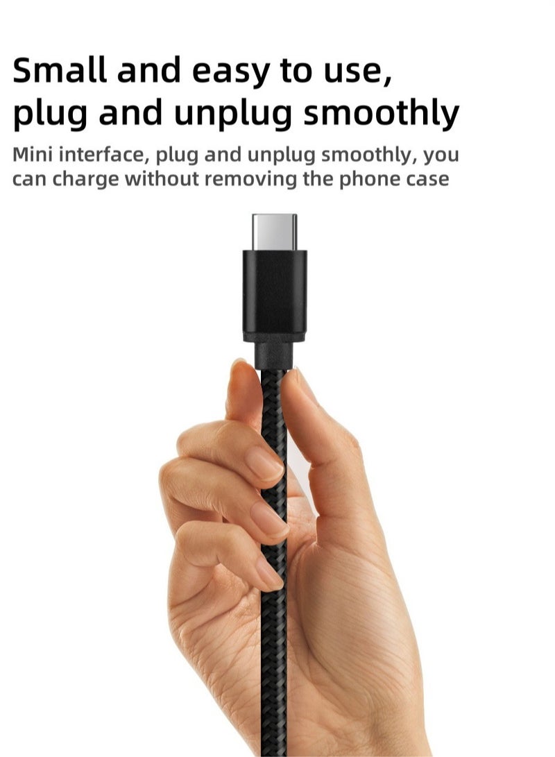 هاني كابلات بيانات من قطعتين، كابل بيانات مزدوج من النوع C + كابل بيانات من USB إلى النوع C. كابل شحن للهاتف المحمول من النايلون المضفر المصنوع من الألومنيوم. بطول 2 متر، كابل شحن سريع PD60W 3A - Image 2