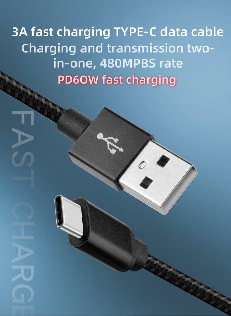 هاني كابلات بيانات من قطعتين، كابل بيانات مزدوج من النوع C + كابل بيانات من USB إلى النوع C. كابل شحن للهاتف المحمول من النايلون المضفر المصنوع من الألومنيوم. بطول 2 متر، كابل شحن سريع PD60W 3A - Image 3