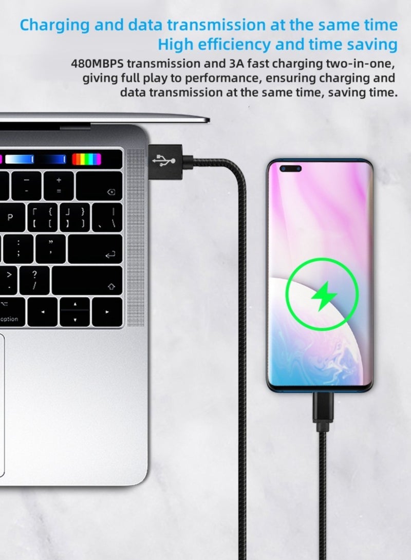 هاني كابلات بيانات من قطعتين، كابل بيانات مزدوج من النوع C + كابل بيانات من USB إلى النوع C. كابل شحن للهاتف المحمول من النايلون المضفر المصنوع من الألومنيوم. بطول 2 متر، كابل شحن سريع PD60W 3A - Image 5