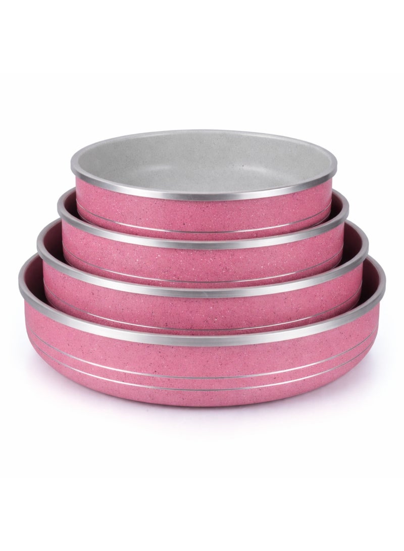 ديسيني طقم صواني خبز جرانيت غير لاصقة 4 قطع – وردي | قوالب كيك دائرية للفرن - Image 1