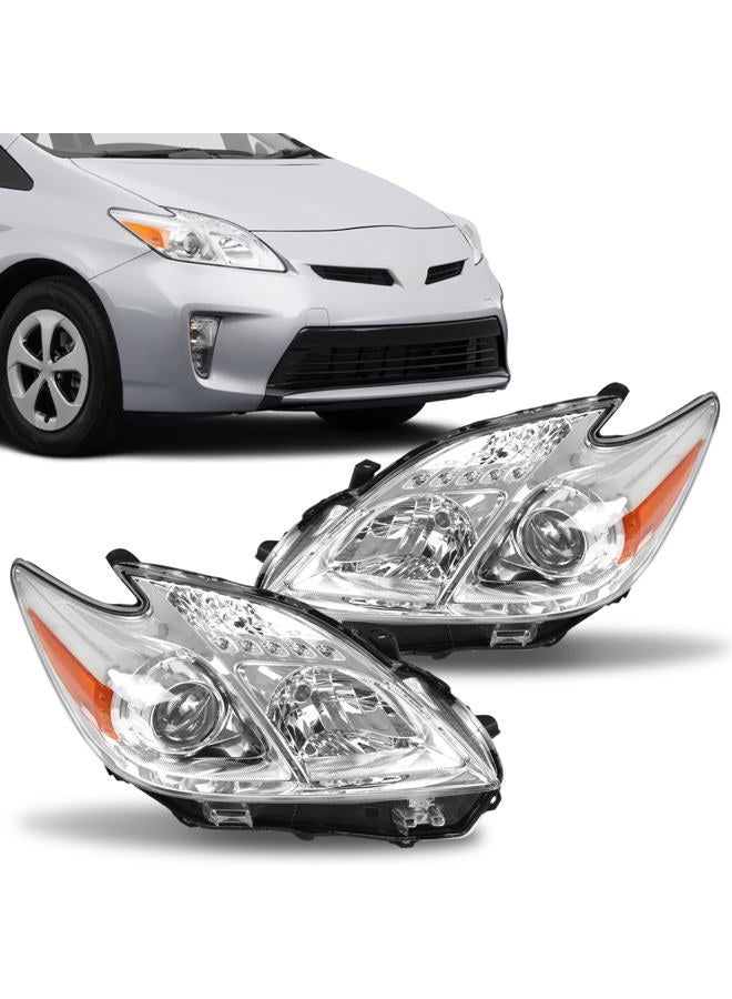 DEWHONETE Headlight Assembly Compatible with 2012-2015 Toyota Prius Replacement for TO2518134 TO2519134 Head Lights Lamp Headlights Assembly Driver & Passenger Side Clear - Image 1