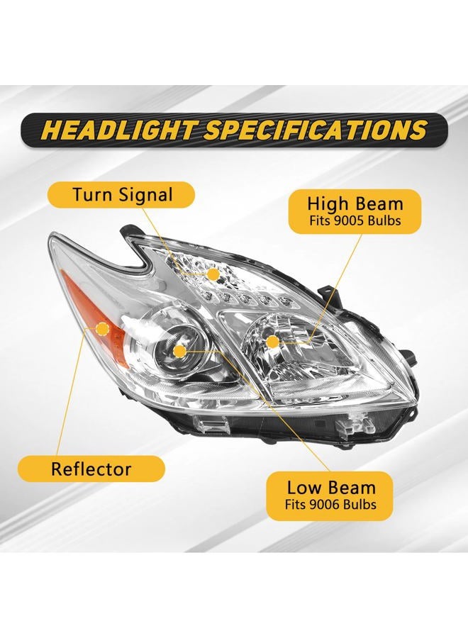 DEWHONETE Headlight Assembly Compatible with 2012-2015 Toyota Prius Replacement for TO2518134 TO2519134 Head Lights Lamp Headlights Assembly Driver & Passenger Side Clear - Image 4