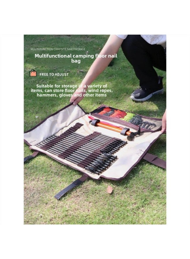 Camping Canopy Tent Ground Nail Bag Tool Accessories Set Multi-functional Portable Canvas Storage And Finishing Bag-Color:Red Metal Tight Rope Buckle * 8-Specifications:Standard  - Image 2