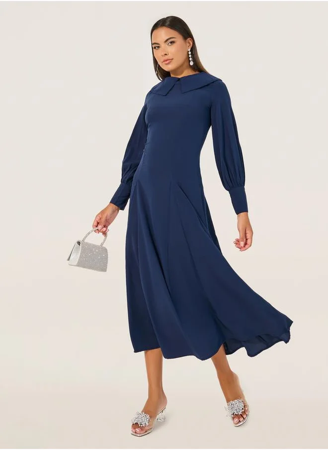 ستايلي Peter Pan Collar A-Line Maxi Dress