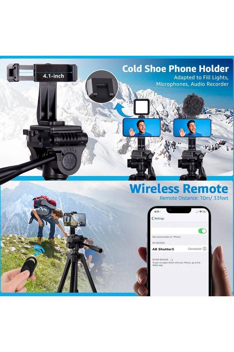 Tripod,Camera Tripods 70" Tripod Stand with Travel Bag for Photography/Video Recording, Professional Heavy Duty Tripod with Wireless Remote & Phone Holder for DSLR/SLR/DV/Projector/Phone - Image 4