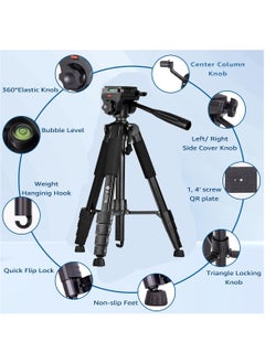 Generic Tripod,Camera Tripods 70" Tripod Stand with Travel Bag for Photography/Video Recording, Professional Heavy Duty Tripod with Wireless Remote & Phone Holder for DSLR/SLR/DV/Projector/Phone  - Image 3