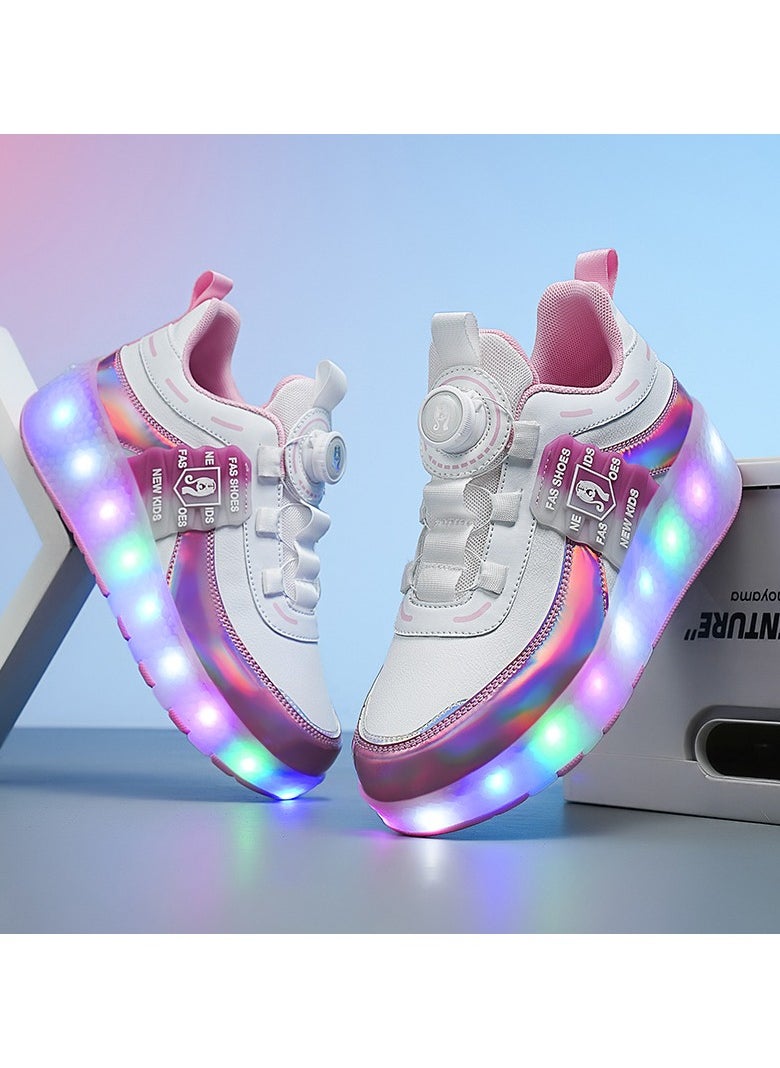 Generic Kid Roller Skates Shoes,Kid Skateboarding Shoes,LED Light Up Shoes,USB Rechargealbe Shoes,Outdoor Slip Skates Shoes,Sneakers for Beginners Gift  - Image 1
