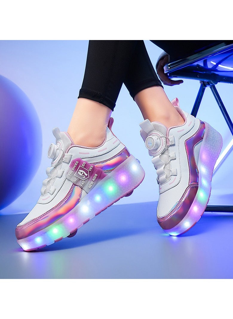 Generic Kid Roller Skates Shoes,Kid Skateboarding Shoes,LED Light Up Shoes,USB Rechargealbe Shoes,Outdoor Slip Skates Shoes,Sneakers for Beginners Gift  - Image 3