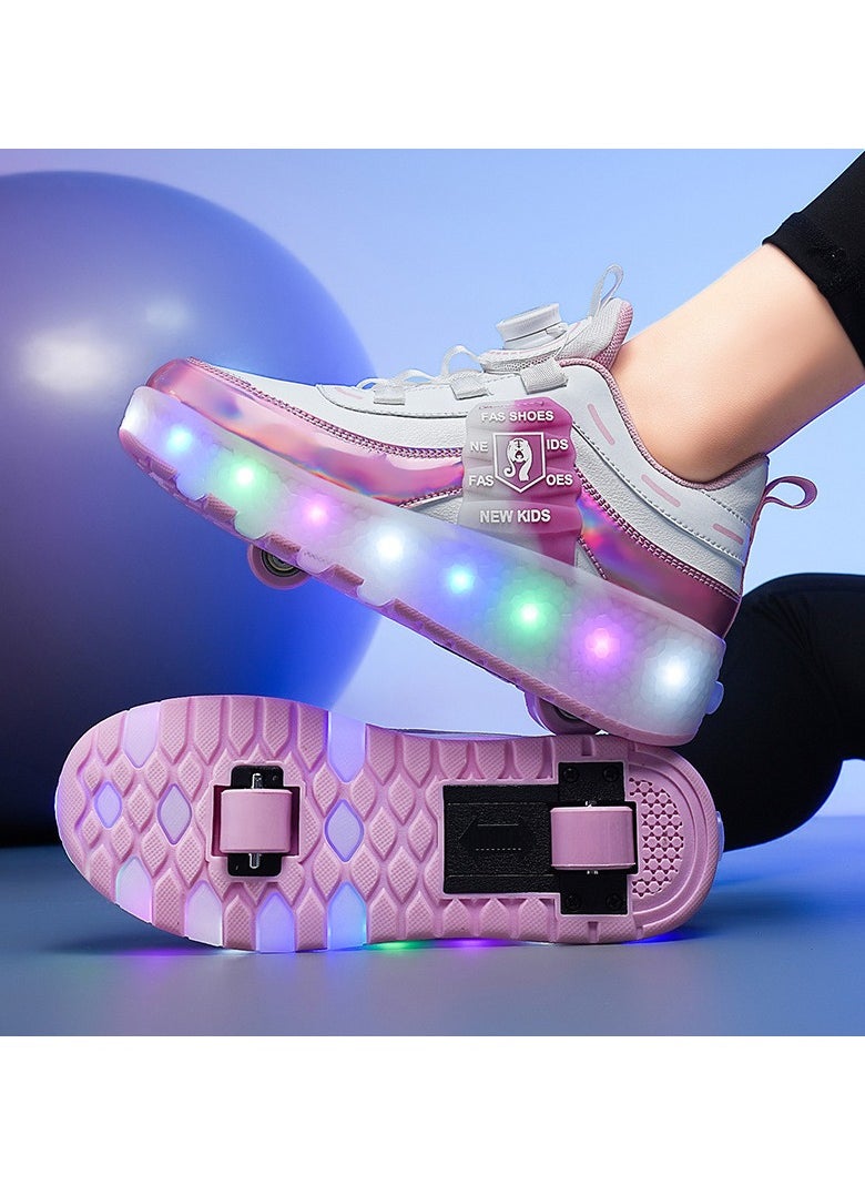 Generic Kid Roller Skates Shoes,Kid Skateboarding Shoes,LED Light Up Shoes,USB Rechargealbe Shoes,Outdoor Slip Skates Shoes,Sneakers for Beginners Gift  - Image 2