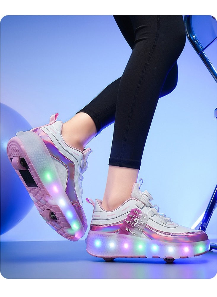 Generic Kid Roller Skates Shoes,Kid Skateboarding Shoes,LED Light Up Shoes,USB Rechargealbe Shoes,Outdoor Slip Skates Shoes,Sneakers for Beginners Gift  - Image 5