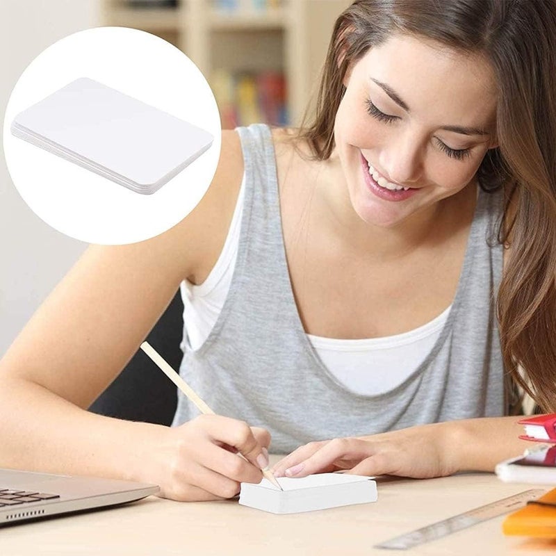 كاست ويف 100 قطعة من بطاقات ورق كرافت فارغة، بطاقة كلمة، بطاقة رسالة، بطاقة هدية DIY، متوفرة على الوجهين، مصممة بجودة عالية، فكرة DIY للمكتب والمنزل والحفلات، لون أبيض - Image 4