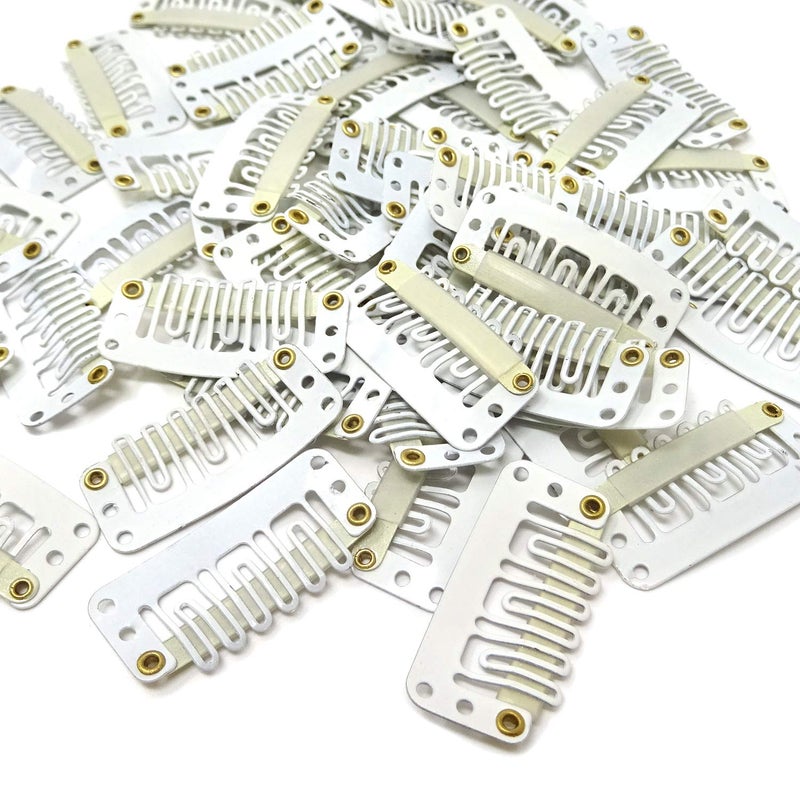 Honbay 50PCS 6Teeth UShape Snap Clips for Hair Extensions  33cm13inch Beige