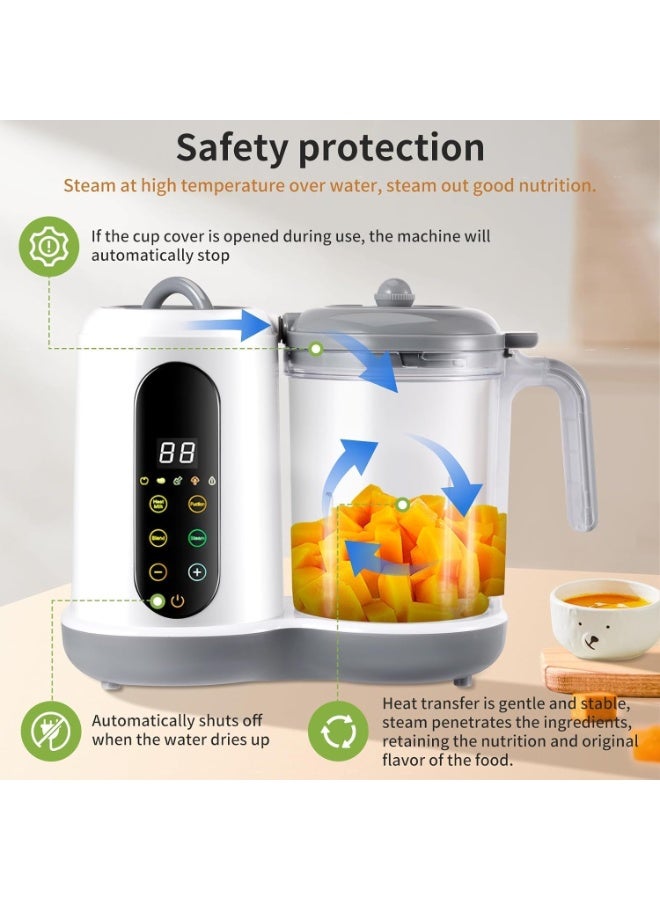 أجريون صانع طعام الأطفال، مبخر طعام الأطفال وخالط هريس، معالج طعام مفرمة طاحنة مبخر في-واحد، طحن وطبخ أوتوماتيكي مع لوحة تحكم لمسية وتنظيف ذاتي، خالي من ثنائي الفينول أ (A) - Image 3
