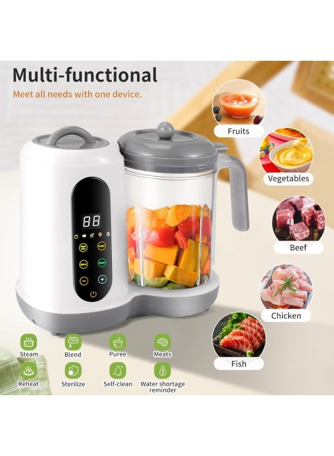 أجريون صانع طعام الأطفال، مبخر طعام الأطفال وخالط هريس، معالج طعام مفرمة طاحنة مبخر في-واحد، طحن وطبخ أوتوماتيكي مع لوحة تحكم لمسية وتنظيف ذاتي، خالي من ثنائي الفينول أ (A) - Image 4