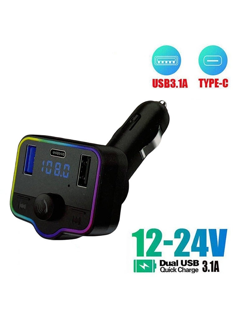Mr.Smart Bluetooth Car FM Transmitter, LED Display, Hands-Free Calling, USB/TF Card Support, CVC Noise Cancellation - Image 3
