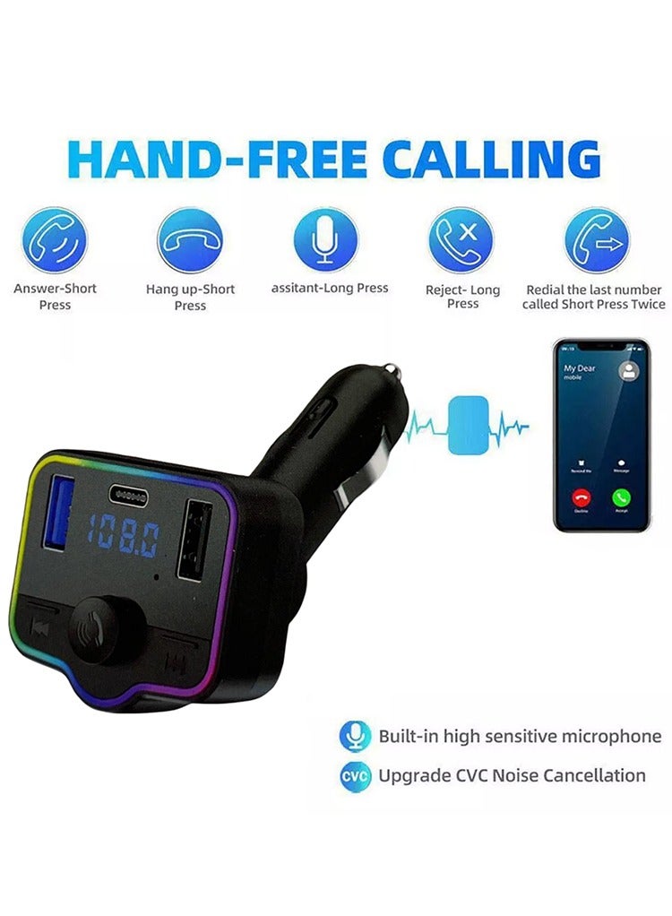 Mr.Smart Bluetooth Car FM Transmitter, LED Display, Hands-Free Calling, USB/TF Card Support, CVC Noise Cancellation - Image 4