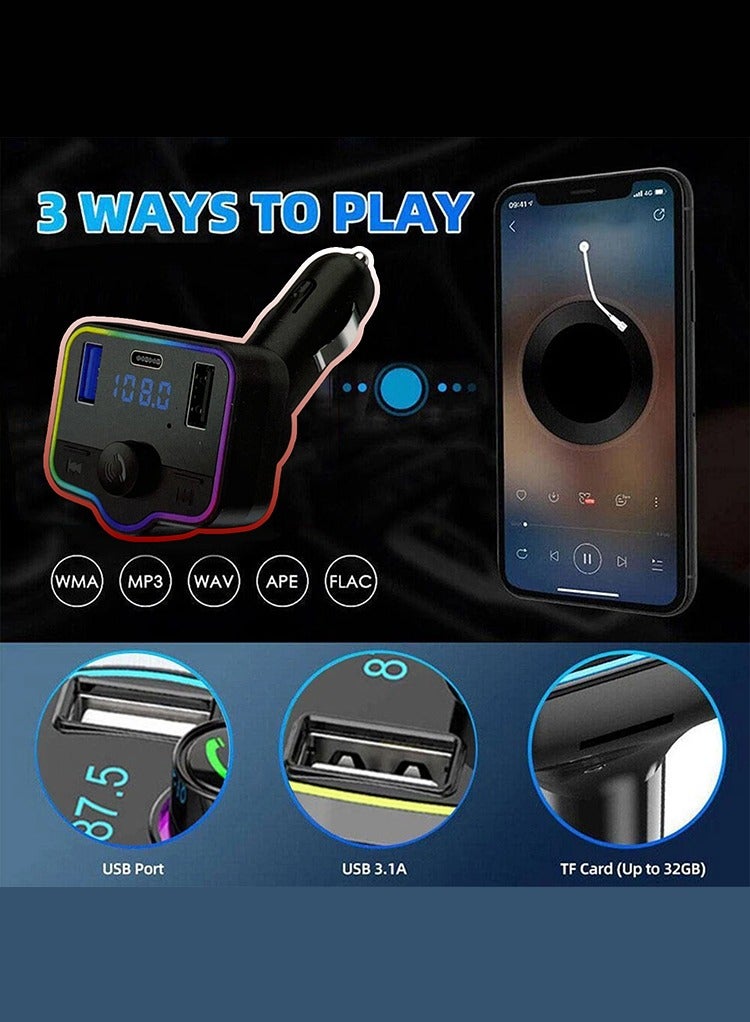 Mr.Smart Bluetooth Car FM Transmitter, LED Display, Hands-Free Calling, USB/TF Card Support, CVC Noise Cancellation - Image 5