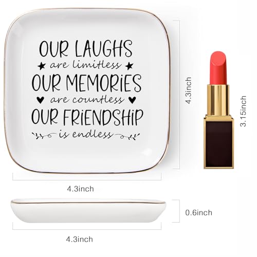 Piudee Friendship Gifts for Women Best Friend Jewelry Dish, Our Laughs are Limitless, Our Memories are Countless, Our Friendship is Endless Unique Gifts for Women, Female Friend Birthday Christmas - Image 5
