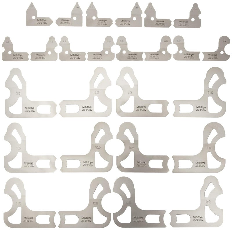 Mitutoyo 186902 Radius Gage Set 26 Leaves 05mm to 13mm by 05mm 5 Radii per Leaf - Image 1