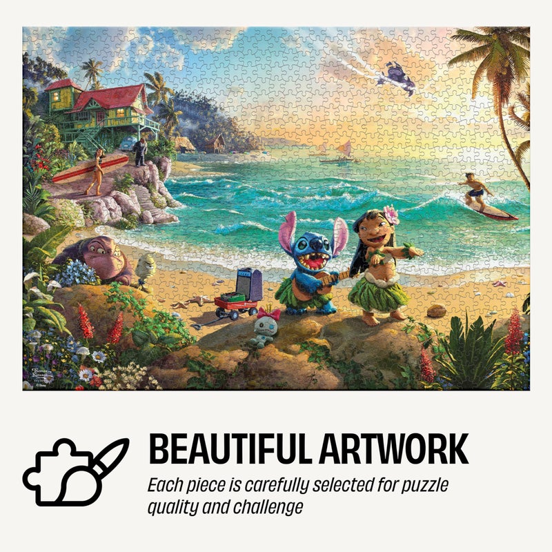 Buffalo Games Ceaco - Disney - Thomas Kinkade - Lilo and Stitch - 1000 Piece Jigsaw Puzzle for Adults - Collectible Tin Case - Finished Size is 26.6 x 19 - Image 2