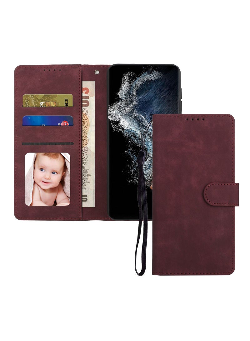Suteni Magnetic Clasp Flip Cover Card Slots Leather Phone Case for Samsung - Image 3