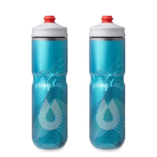 HydraPak | Polar Bottle - Polar Surge Insulated Bike Water Bottle 2-Pack - High Flow, Cycling & Sports Squeeze Bottle (Ascent Blue, 700ml / 24oz) - Image 1