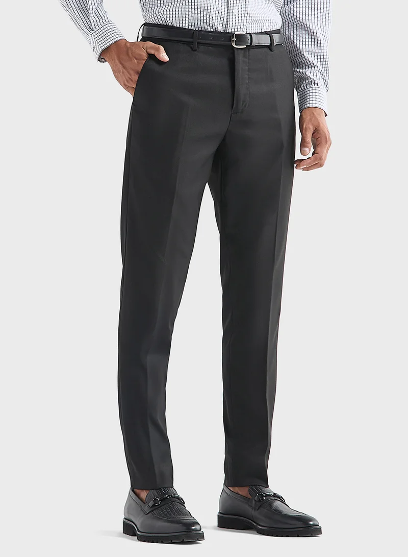 فاف Solid Regular Fit Flexi Waist Trousers with Pocket