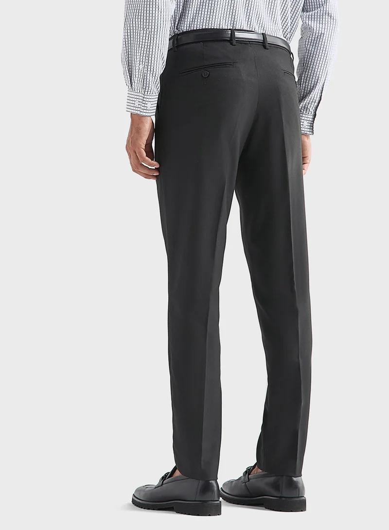 فاف Solid Regular Fit Flexi Waist Trousers with Pocket