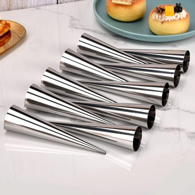 Kunafa Roll Mold Set of 6 – Stainless Steel Pastry Tubes for Shaping Sweet & Savory Cones – Durable Reusable Baking Tools - Image 2