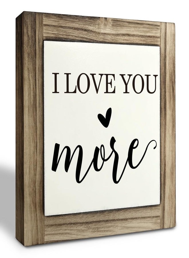 XJCUG Inspirational Wood Signs, Box Wood Plaques Desk Décor, Love Sign, Tabletop Decor, Nursery Wood Decoration for Shelf, Kids Room Decor, Couple Bedroom Decor, Gift for Husband Wife, I Love You More Sign - Image 1