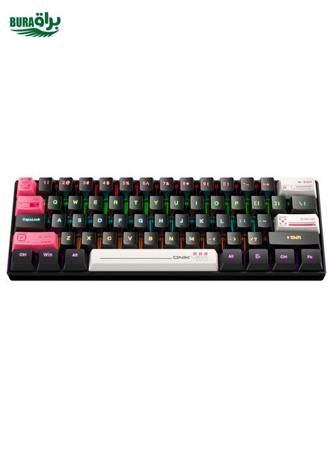 Onikuma G55 61 Keys RGB الإضاءة الملونة لوحة مفاتيح ميكانيكية للألعاب (أسود)
