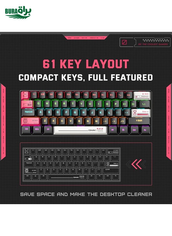 BURAQ - ONIKUMA G55 61 Keys RGB Colorful Lighting Wired Gaming Mechanical Keyboard(Black) - Image 1