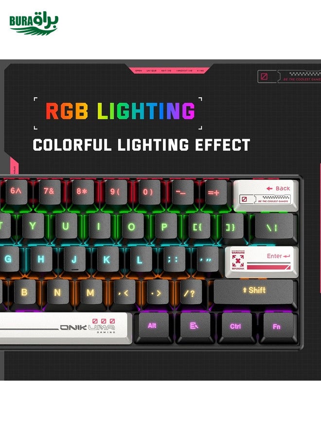 BURAQ - ONIKUMA G55 61 Keys RGB Colorful Lighting Wired Gaming Mechanical Keyboard(Black) - Image 1