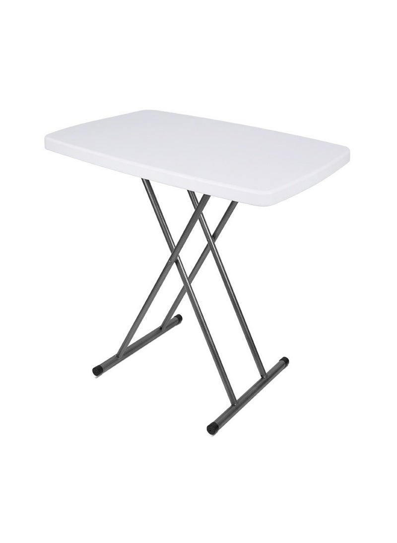 Organized Home - Organized Home Folding Table Portable Camping Foldable Desk MultiFunction Home Sofa Bed Side Table with 6 Adjustable Heights White - Image 1