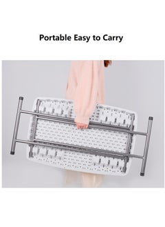 Organized Home Organized Home Folding Table Portable Camping Foldable Desk MultiFunction Home Sofa Bed Side Table with 6 Adjustable Heights White  - Image 2
