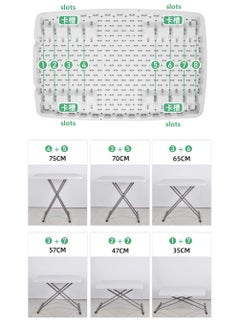 Organized Home Organized Home Folding Table Portable Camping Foldable Desk MultiFunction Home Sofa Bed Side Table with 6 Adjustable Heights White  - Image 3