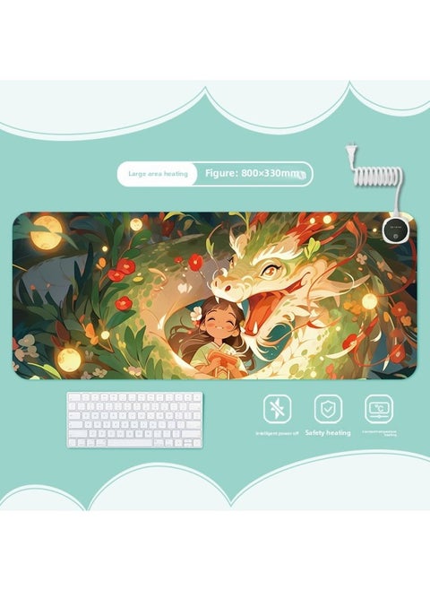 Guofeng Dragon Heating Heating Pad Warm Table Mat Office Computer Desktop Heating Mouse Pad-Color:700x330mm-Pattern:Jr-chinese Style Dragon 108