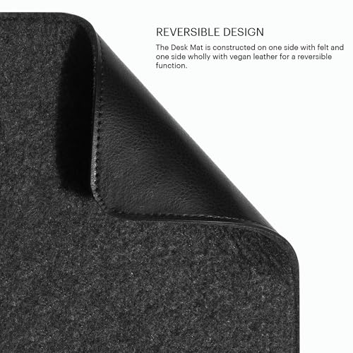 DailyObjects Premium Vegan Leather Mini Desk Mat Organiser | Anti-Skid | Anti-Slip | 63 * 28 cm | Reversible Desk Spread Turf Desk/Laptop Mat for Work from Home/Office/Gaming | Turf Felt - Black - Image 3