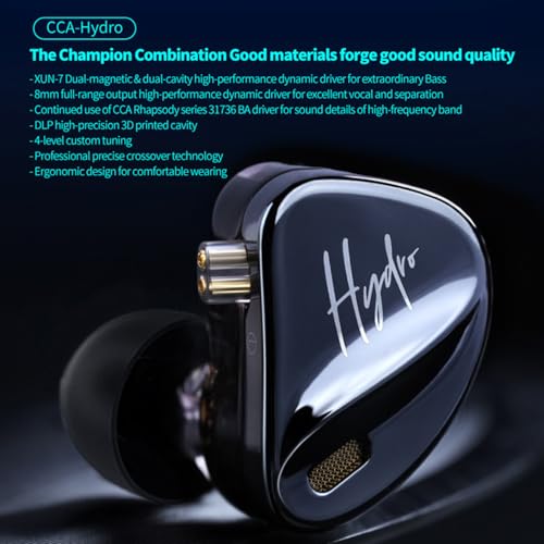 CCA Hydro in Ear Monitor Headphones with 4 Tuning Switches, 2DD 8BA Hybrid Driver Gaming Earbuds, HiFi Bass IEM Earphones for Musicians Singers Audio Engineers Audiophile Dj Drummers - Image 2