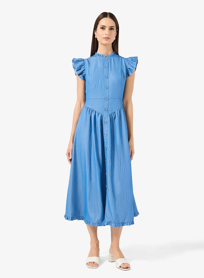 ELLA Ruffled Sleeve Dress With Princess Cut Waistline
