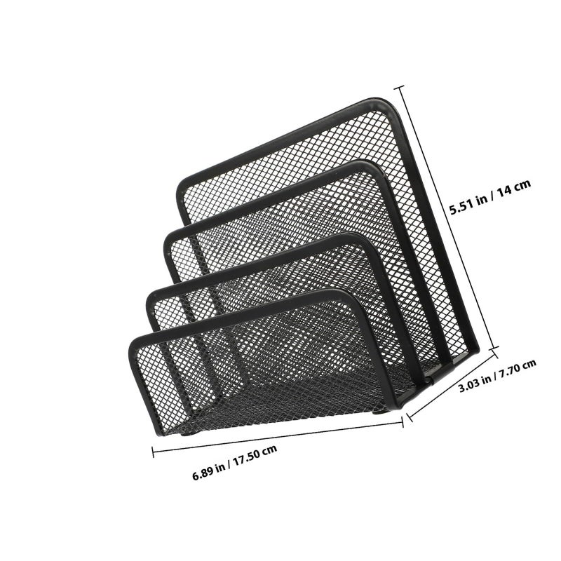 2Pcs Black Desktop Iron File Rack Office Document Holder Organizer for Papers Letters Magazines - Image 3